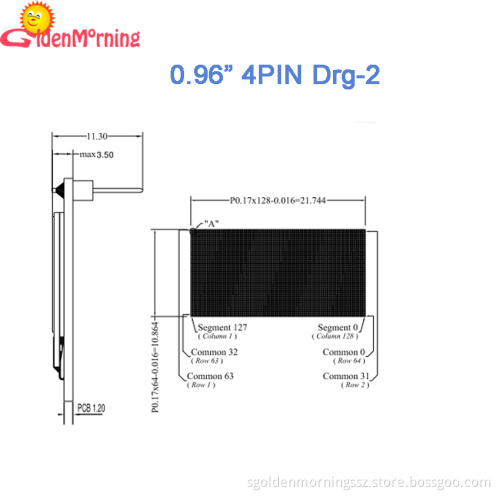 0.96" OLED yellow&blue display module with PCB, 128 x 64 pixels resolution